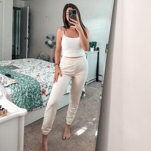 Missguided cream high waisted jogger sweatpants size 0